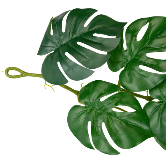 Ghirlanda artificiala cu 28 frunze, tip Monstera,  Naimeed D7023, 1.7m, Verde inchis