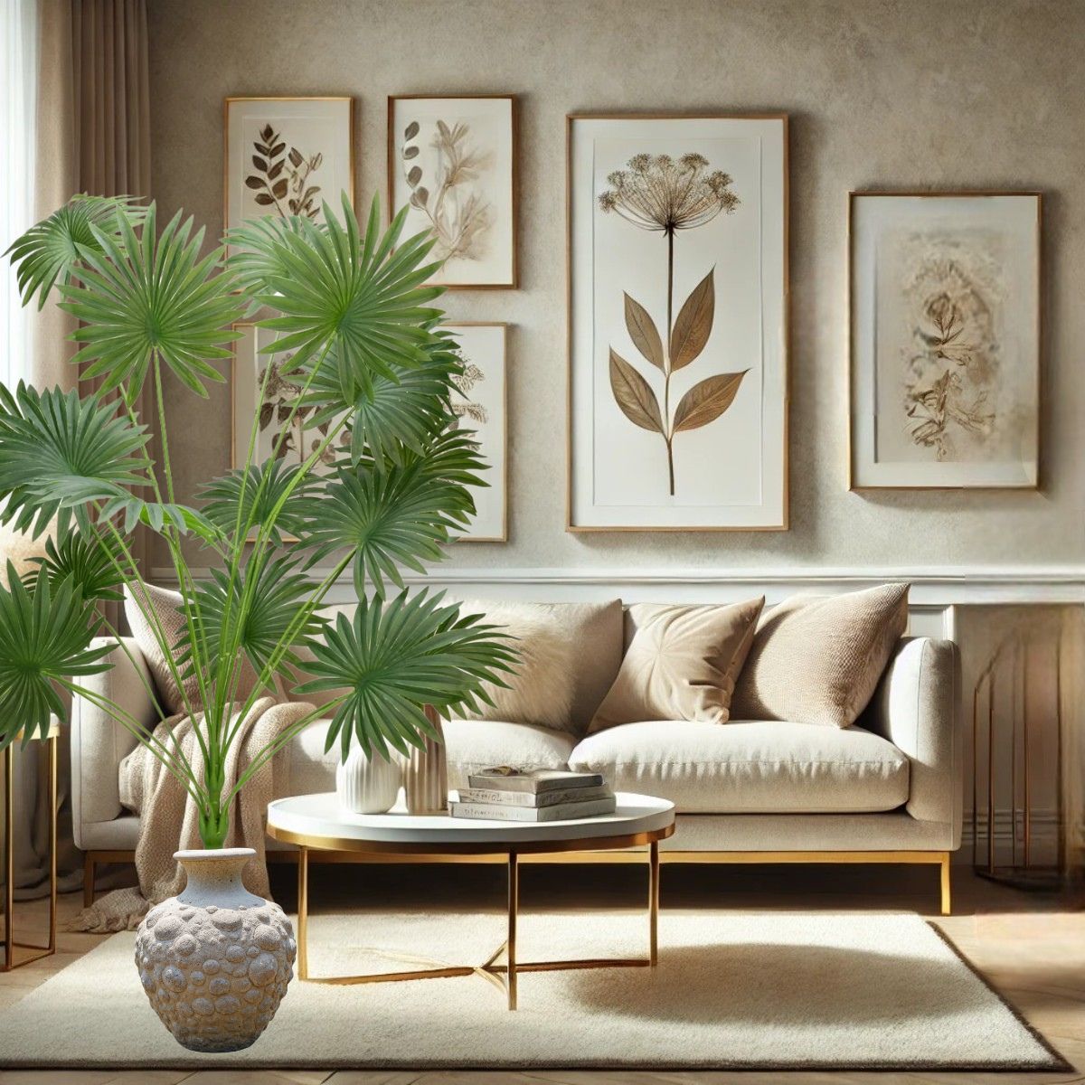 Planta decorativa artificiala, fara ghiveci, tip Palmier, Naimeed D7024, 90 cm, Verde