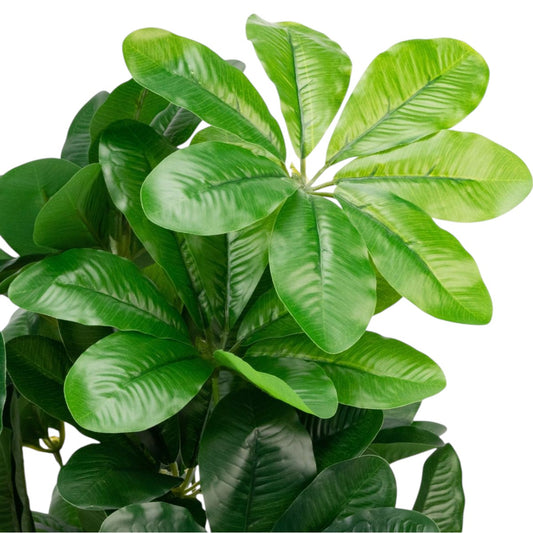 Planta decorativa artificiala, fara ghiveci, tip Schefflera, Naimeed D7025, 90 cm, Verde