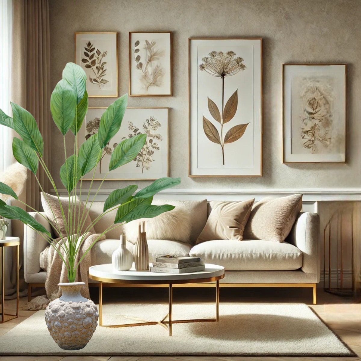 Planta decorativa artificiala, fara ghiveci, tip Spathiphyllum, Naimeed D7026, 90 cm, Verde