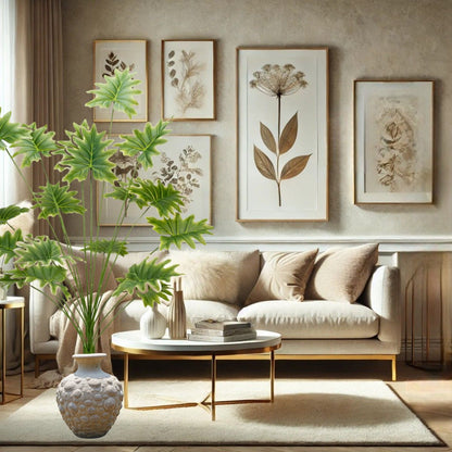 Planta decorativa artificiala, fara ghiveci, tip Philodendron , Naimeed D7028, 90 cm, Verde