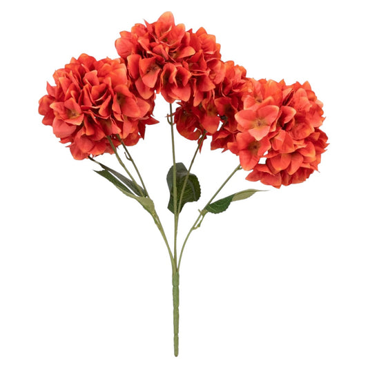 Buchet floare artificiala, Hortensie cu 5 ramuri si 6 capete, 50 cm, Naimeed D7033, Rosu