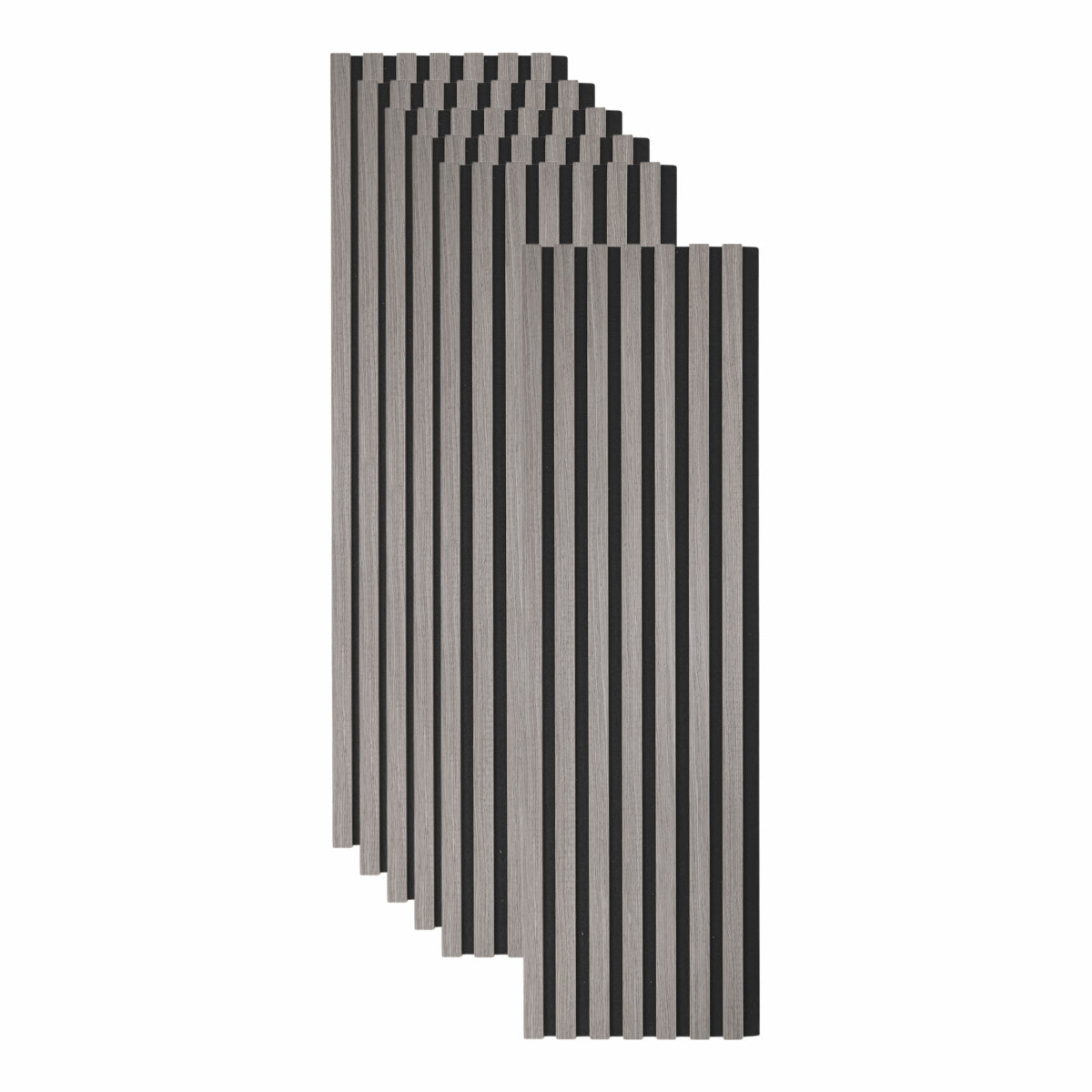 Set 6 Panouri riflaj acustic decorativ, MDF si pasla, Naimeed D7101, 270x30x1.8cm, Gri