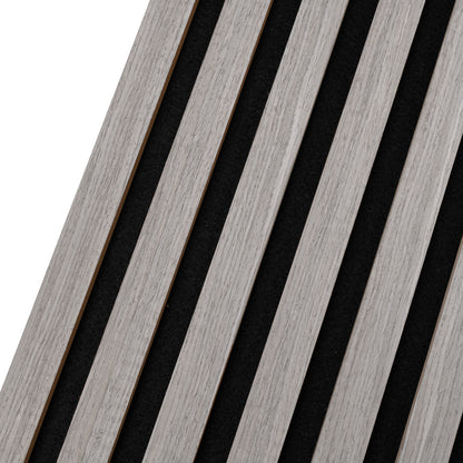 Set 6 Panouri riflaj acustic decorativ, MDF si pasla, Naimeed D7101, 270x30x1.8cm, Gri