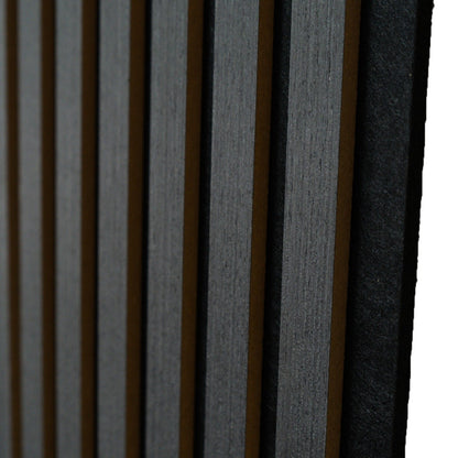 Panou riflaj acustic decorativ, MDF si pasla, Naimeed D7103, 270x30x1.8cm, Gri inchis