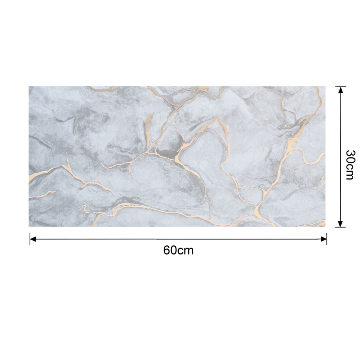 Set 6 panouri decorative autoadezive cu folie de aluminiu, efect marmura,  suprafata acoperita 1.08 m², Naimeed D7106, 60x30 cm, Gri