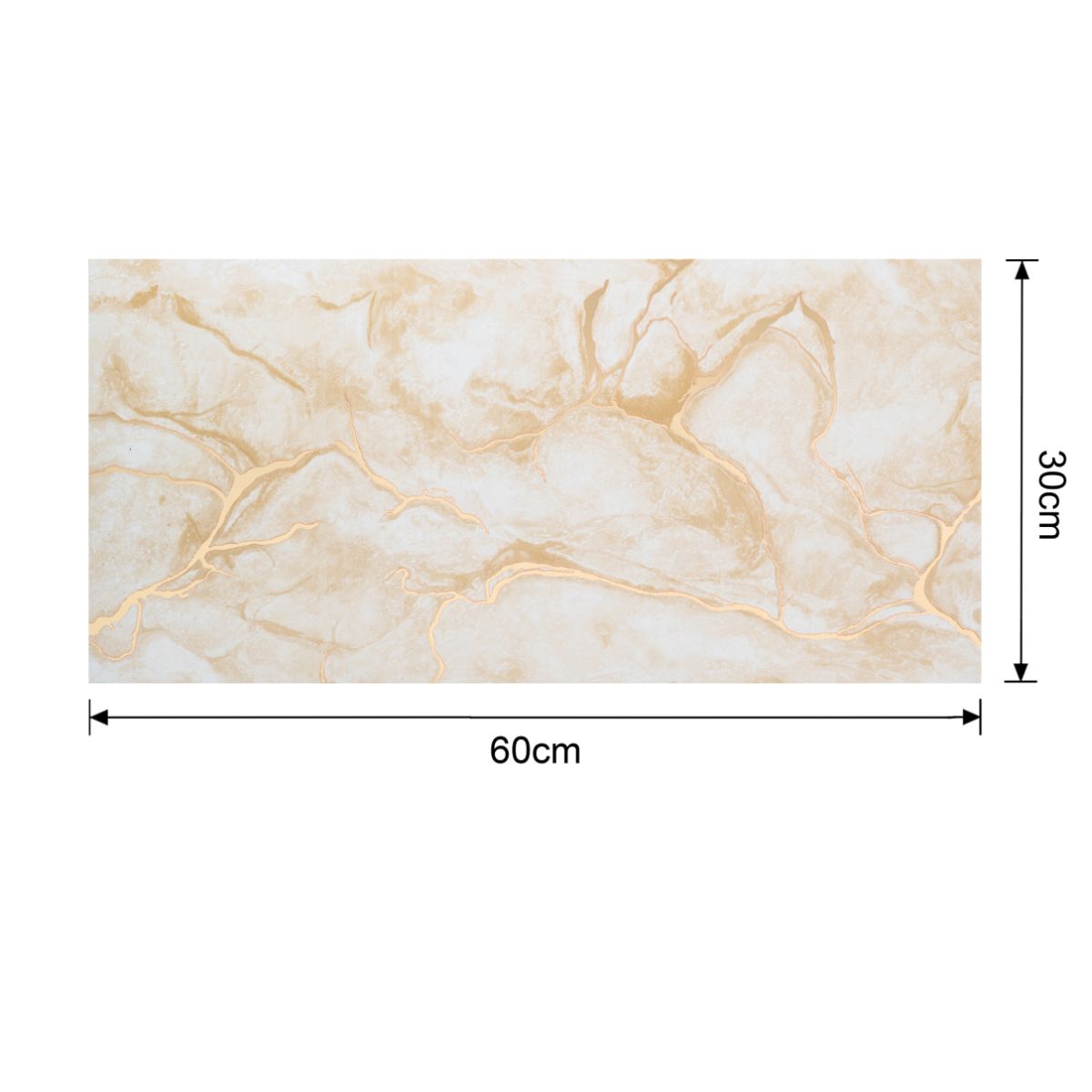 Set 6 panouri decorative autoadezive cu folie de aluminiu, efect marmura,  suprafata acoperita 1.08 m², Naimeed D7107, 60x30 cm, Crem