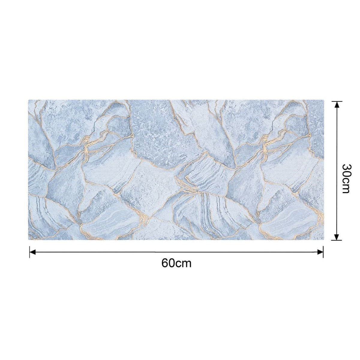Set 6 panouri decorative autoadezive cu folie de aluminiu, efect marmura,  suprafata acoperita 1.08 m², Naimeed D7112, 60x30 cm, Albastru
