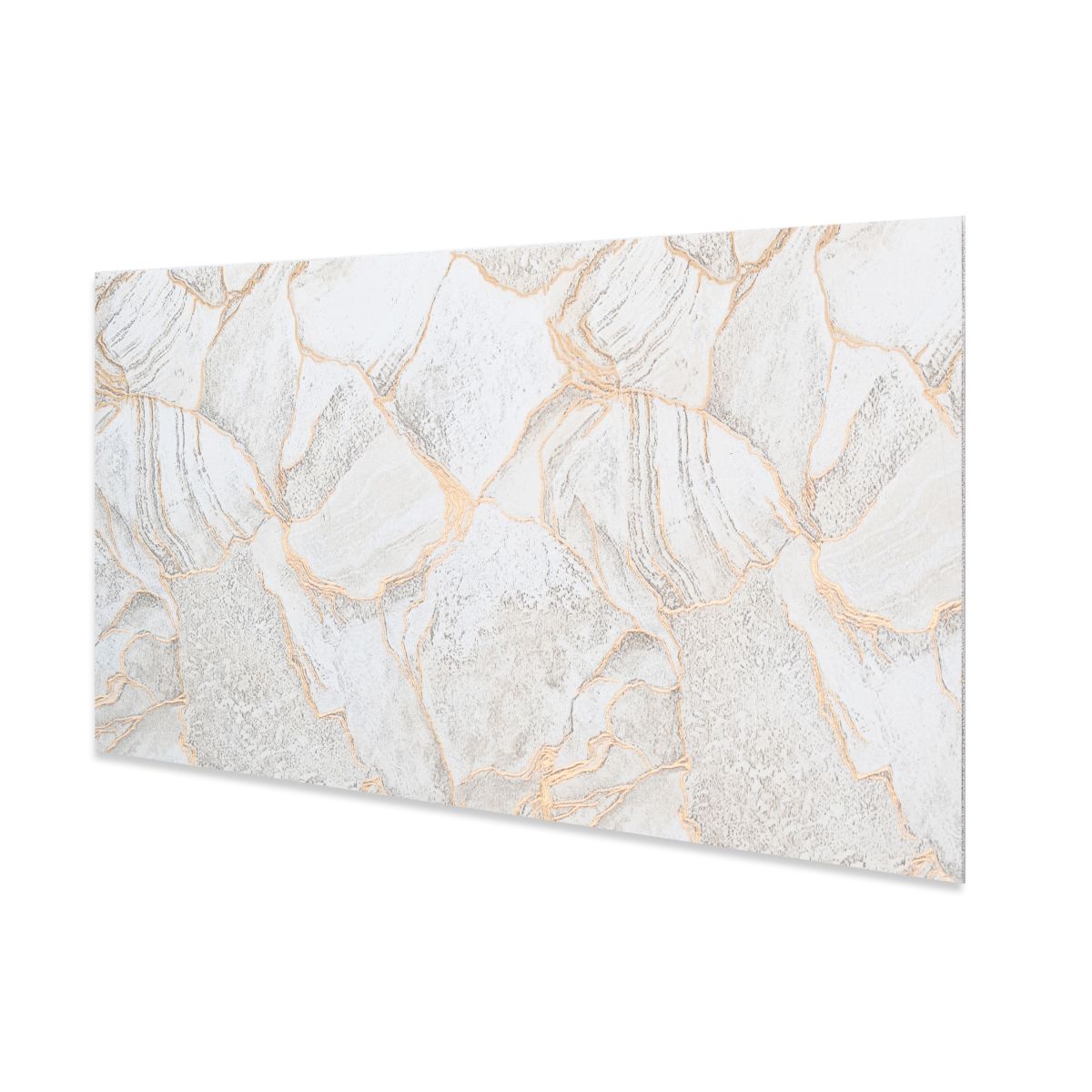 Set 6 panouri decorative autoadezive cu folie de aluminiu, efect marmura,  suprafata acoperita 1.08 m², Naimeed D7113, 60x30 cm, Bej/Gri