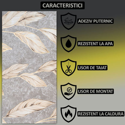 Set 6 panouri decorative autoadezive cu folie de aluminiu, efect marmura,  suprafata acoperita 1.08 m², Naimeed D7114, 60x30 cm, Gri