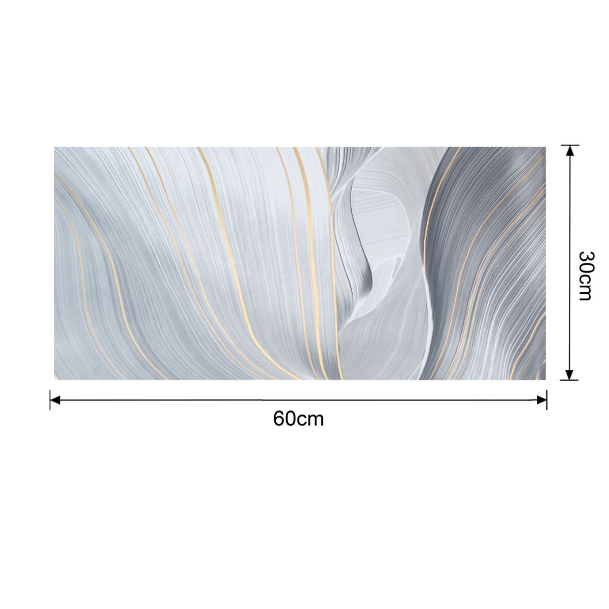 Set 6 panouri decorative autoadezive cu folie de aluminiu, efect marmura,  suprafata acoperita 1.08 m², Naimeed D7118, 60x30 cm, Gri