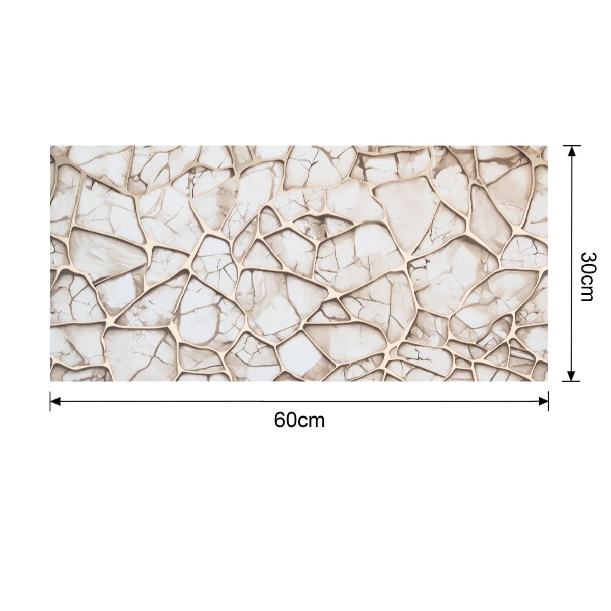 Set 6 panouri decorative autoadezive cu folie de aluminiu, efect marmura,  suprafata acoperita 1.08 m², Naimeed D7120, 60x30 cm, Bej