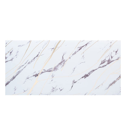 Set 6 panouri decorative autoadezive cu folie de aluminiu, efect marmura,  suprafata acoperita 1.08 m², Naimeed D7124, 60x30 cm, Alb