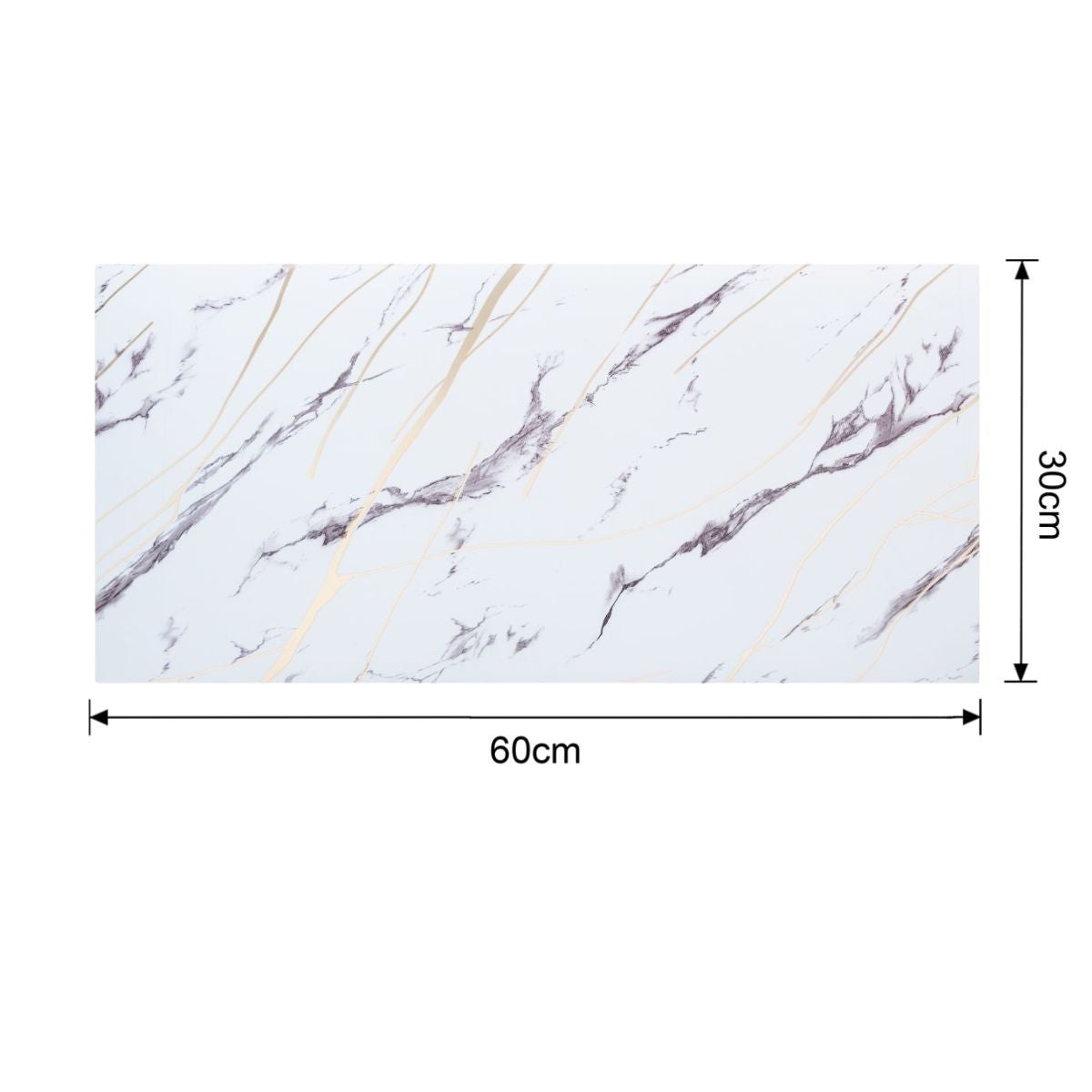Set 6 panouri decorative autoadezive cu folie de aluminiu, efect marmura,  suprafata acoperita 1.08 m², Naimeed D7124, 60x30 cm, Alb