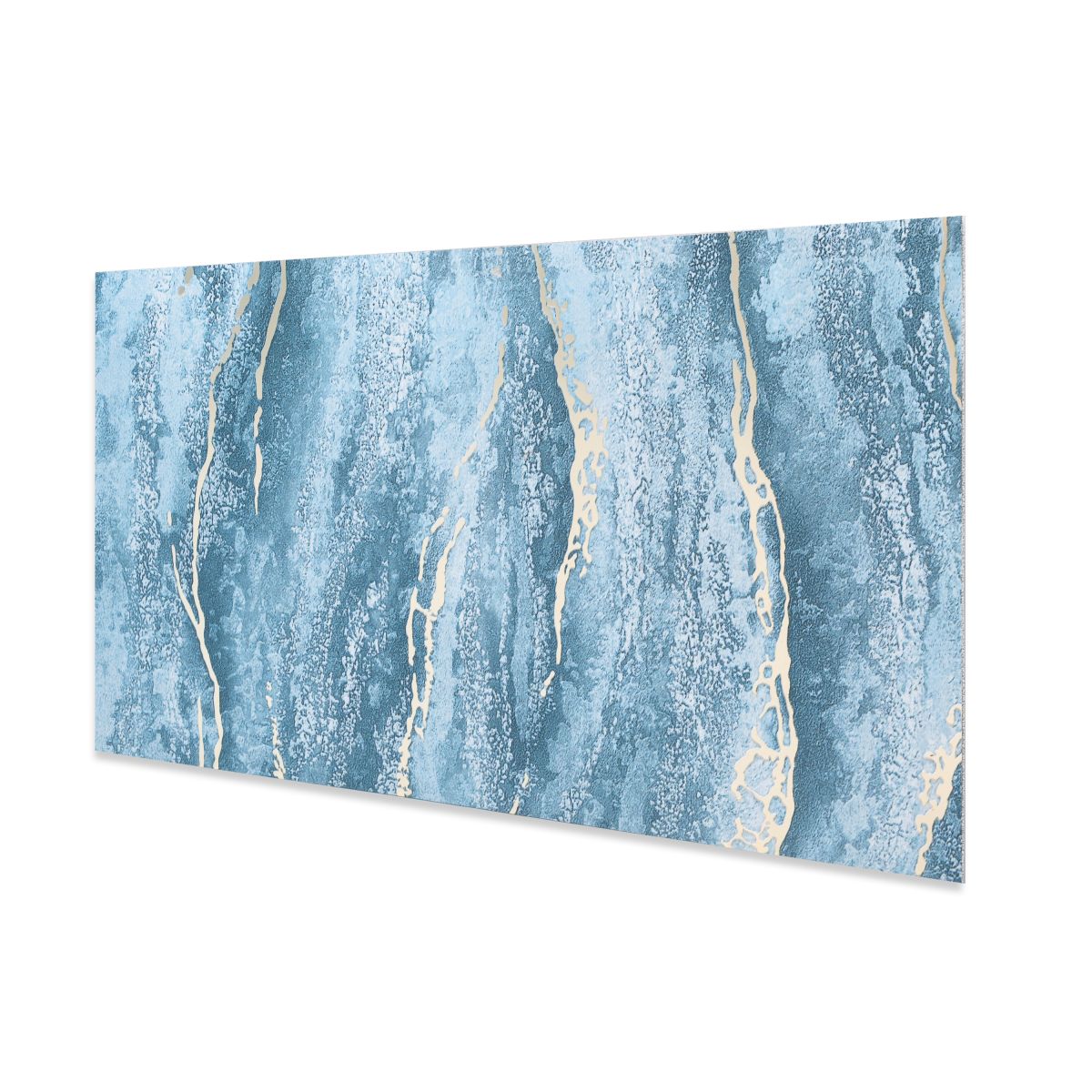 Set 6 panouri decorative autoadezive cu folie de aluminiu, efect marmura,  suprafata acoperita 1.08 m², Naimeed D7127, 60x30 cm, Albastru