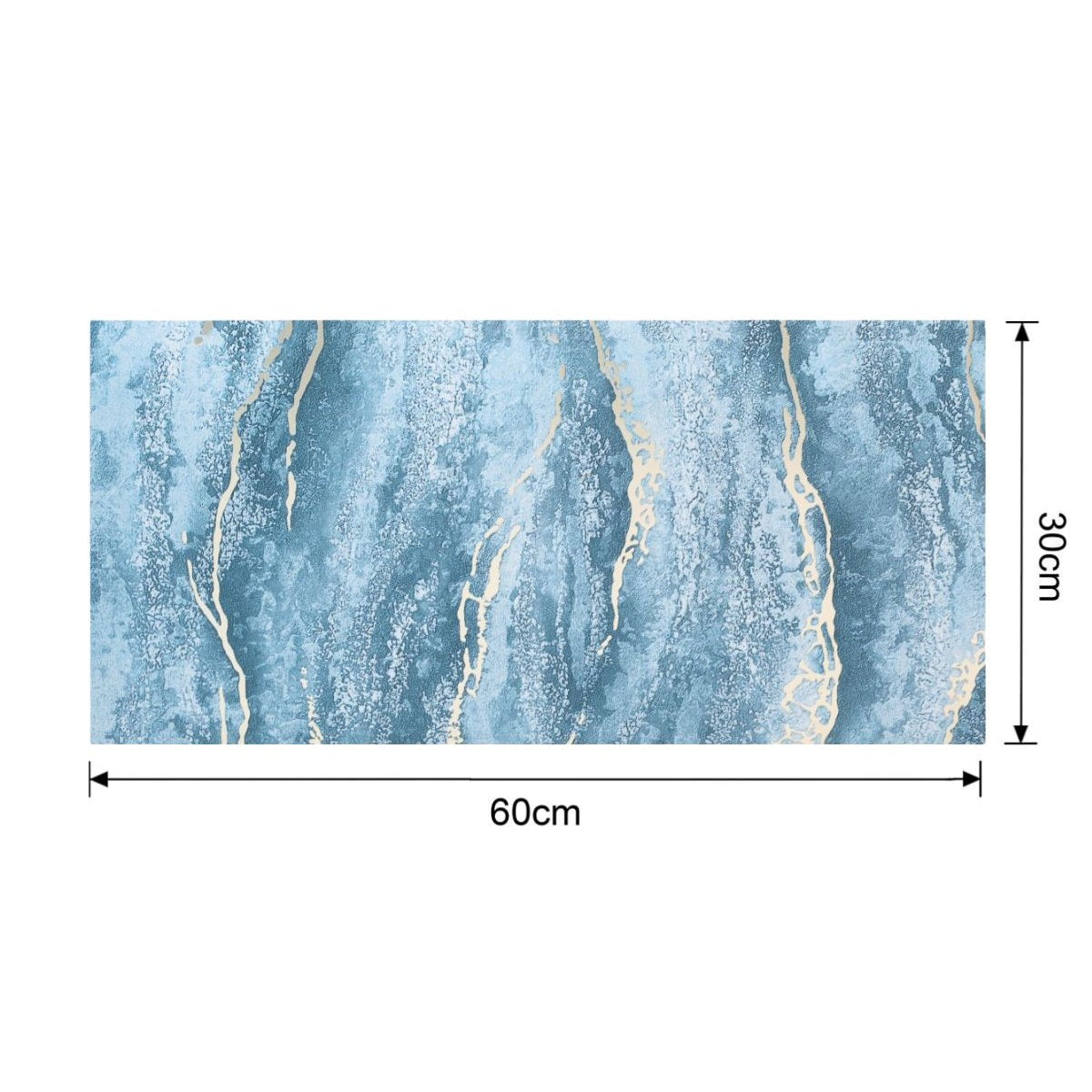 Set 6 panouri decorative autoadezive cu folie de aluminiu, efect marmura,  suprafata acoperita 1.08 m², Naimeed D7127, 60x30 cm, Albastru
