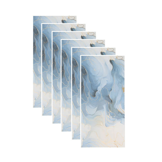 Set 6 panouri decorative autoadezive cu folie de aluminiu, efect marmura,  suprafata acoperita 1.08 m², Naimeed D7130, 60x30 cm, Albastru deschis