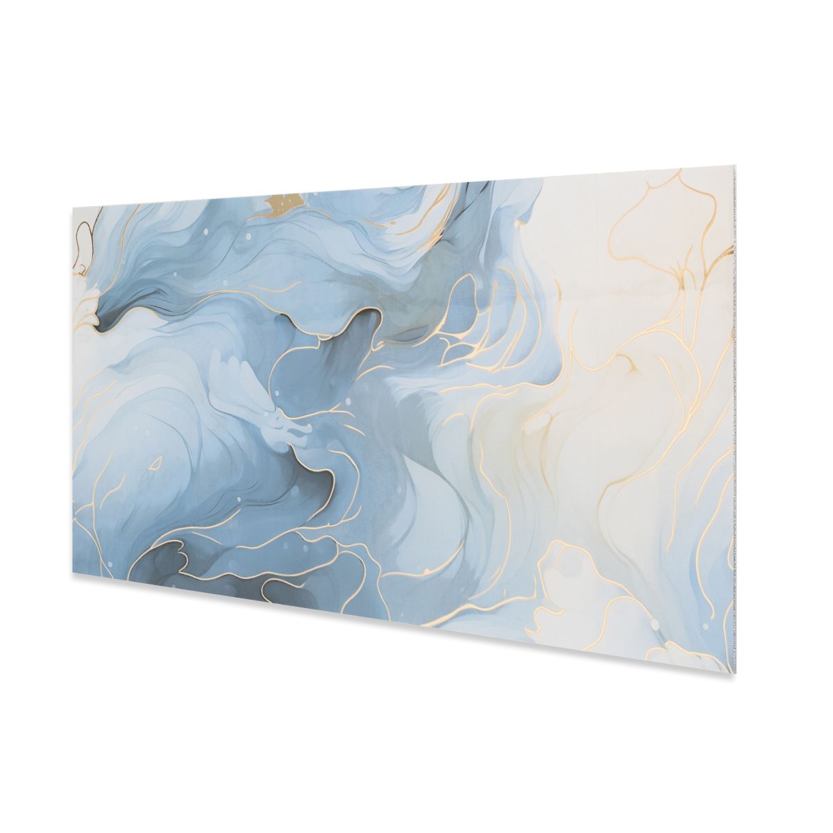 Set 6 panouri decorative autoadezive cu folie de aluminiu, efect marmura,  suprafata acoperita 1.08 m², Naimeed D7130, 60x30 cm, Albastru deschis