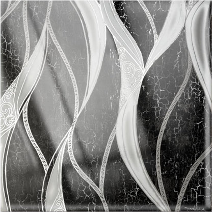 Set 6 panouri decorative autoadezive cu folie de aluminiu, efect marmura,  suprafata acoperita 1.08 m², Naimeed D7132, 60x30 cm, Negru