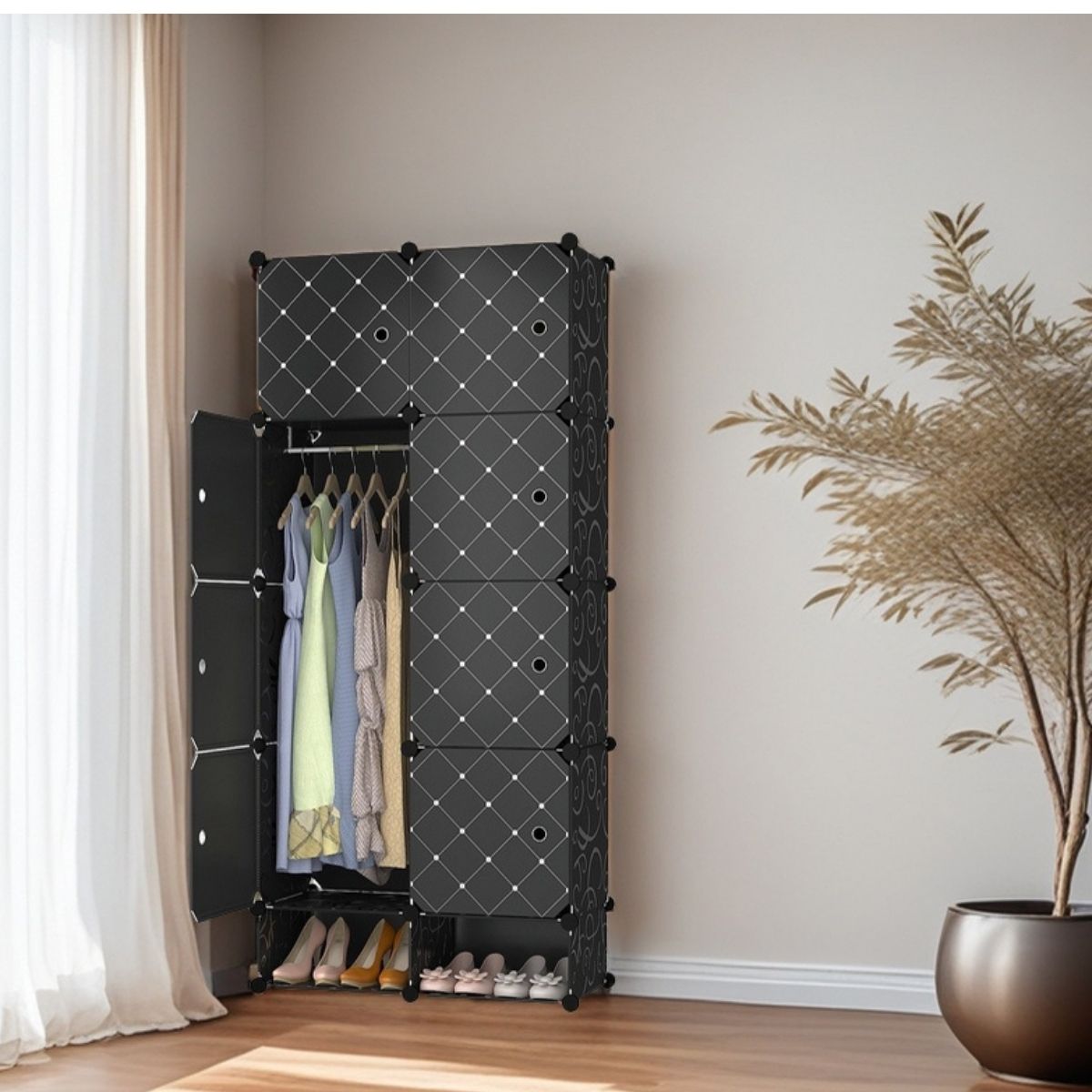 Dulap Modular, 8 Usi, D7134, Negru