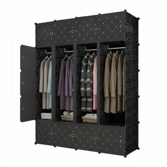 Dulap Modular, 20 Usi, Naimeed D7136, 180x145x37cm, Negru