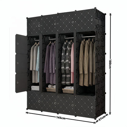 Dulap Modular, 20 Usi, Naimeed D7136, 180x145x37cm, Negru