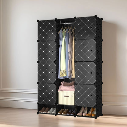 Dulap Modular, 8 Usi, Naimeed D7137, 162x110x37cm, Negru