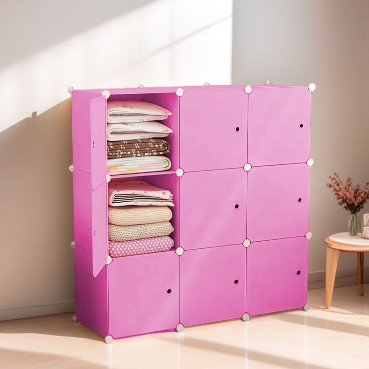 Dulap Modular, 9 Usi, Naimeed D7141, 110x110x37cm, Roz
