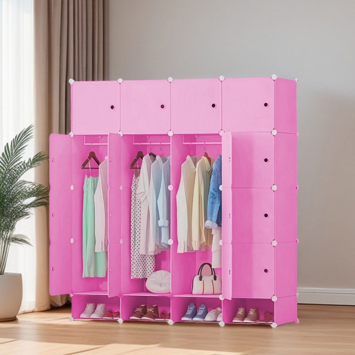 Dulap Modular, 16 Usi, Naimeed D7142, 162x145x37cm, Roz