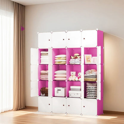 Dulap Modular, Naimeed, 20 Usi, D7143, 180x145x37cm, Roz