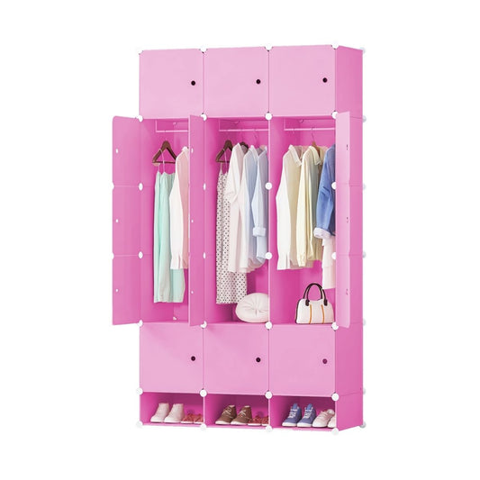 Dulap Modular, 15 Usi, Naimeed, D7144, 197x110x37cm, Roz
