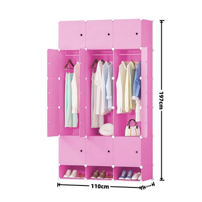 Dulap Modular, 15 Usi, Naimeed, D7144, 197x110x37cm, Roz