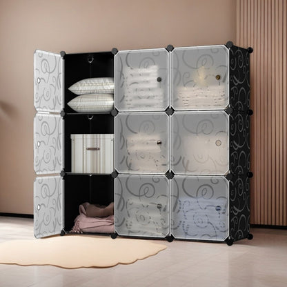 Dulap Modular, 9 Usi, Naimeed D7147, 110x110x37cm , Negru