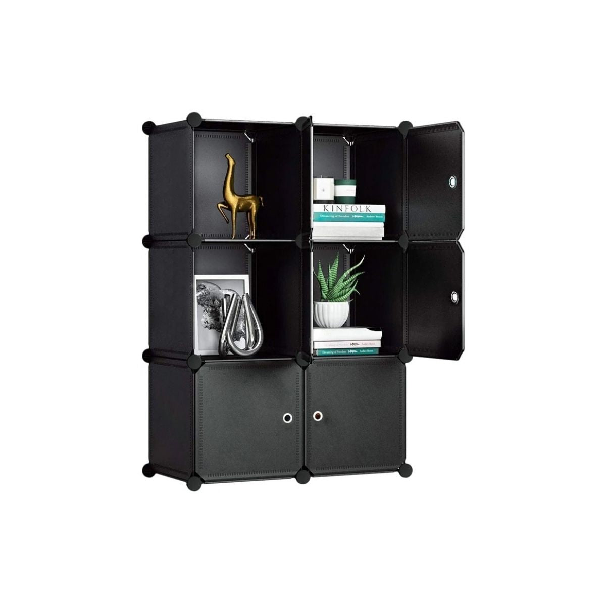 Dulap Modular, 6 Usi, Naimeed D7150, 110x110x37cm, Negru