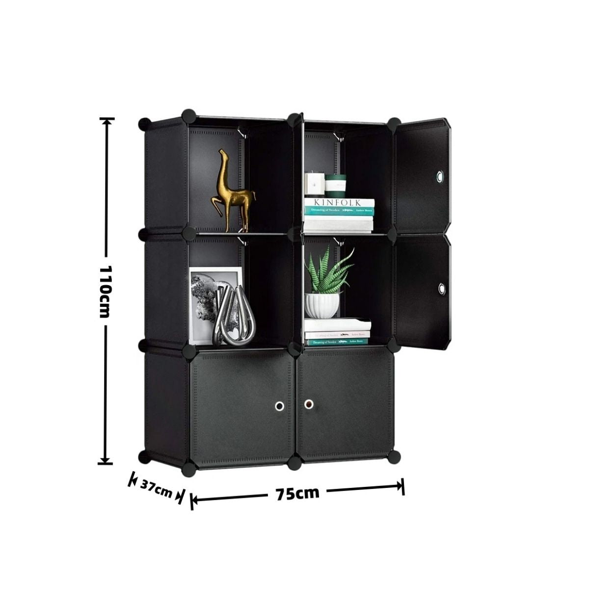 Dulap Modular, 6 Usi, Naimeed D7150, 110x110x37cm, Negru