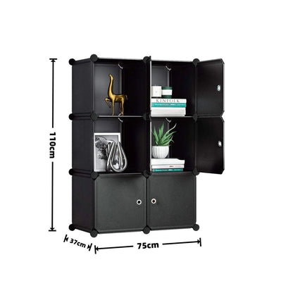 Dulap Modular, 6 Usi, Naimeed D7150, 110x110x37cm, Negru