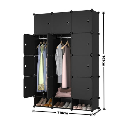 Dulap Modular, 12 Usi, Naimeed D7151, 127x75x37cm, Negru