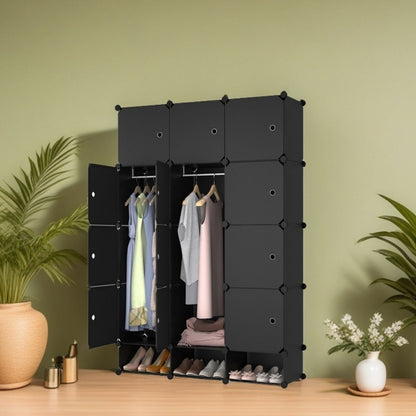 Dulap Modular, 12 Usi, Naimeed D7151, 127x75x37cm, Negru