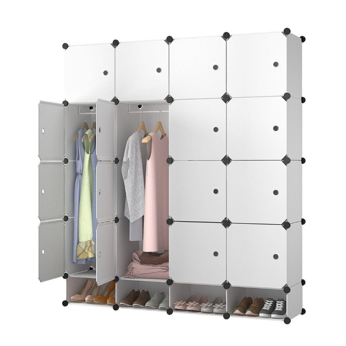 Dulap Modular, 16 Usi, Naimeed D7154, 162x145x37cm , Alb