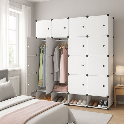 Dulap Modular, 16 Usi, Naimeed D7154, 162x145x37cm , Alb