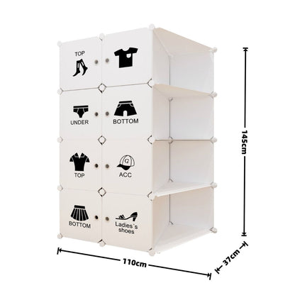 Dulap Modular, 8 Usi, Naimeed D7155, 145x110x37cm , Alb
