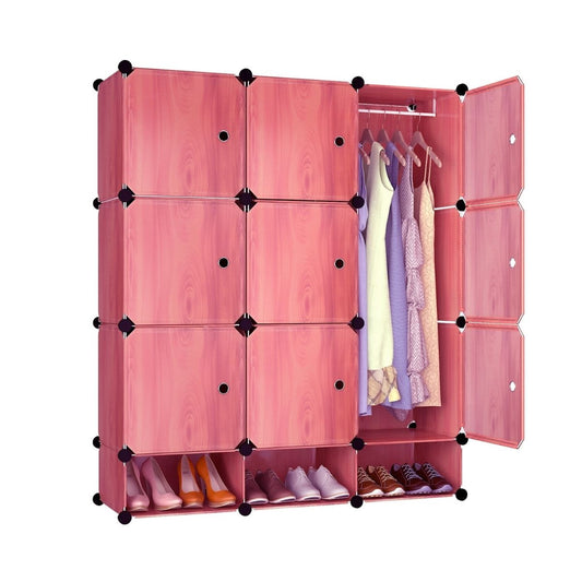 Dulap Modular, 9 Usi, Naimeed D7158, 127x110x37cm , Coral