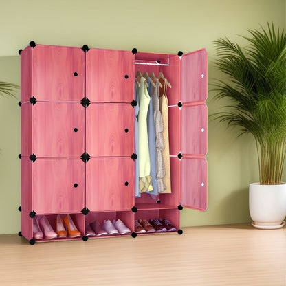 Dulap Modular, 9 Usi, Naimeed D7158, 127x110x37cm , Coral