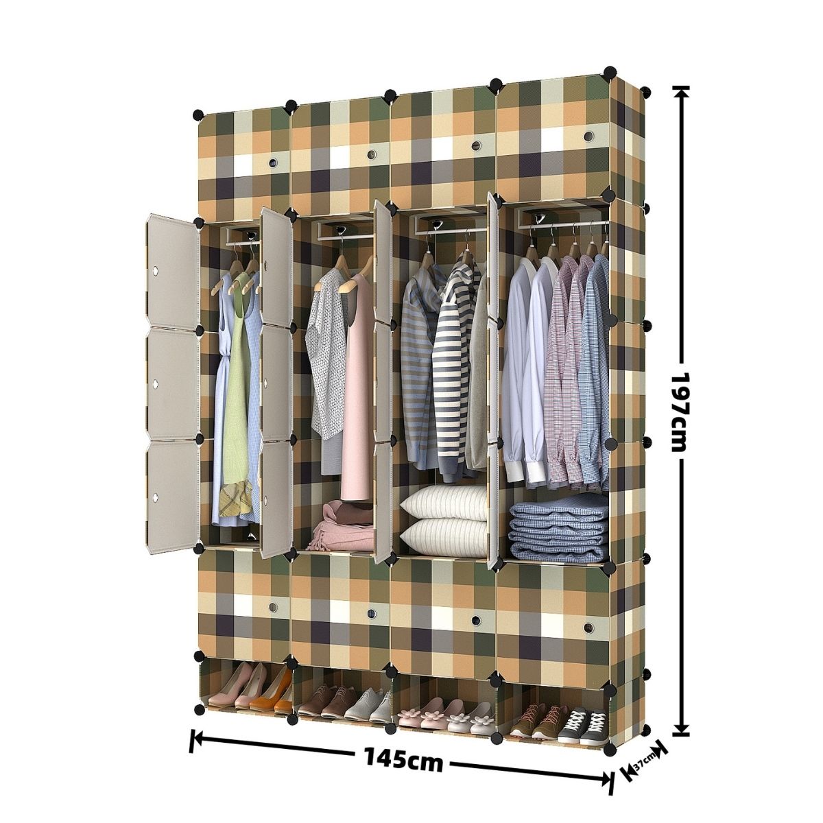 Dulap Modular, 20 Usi, Naimeed D7162, 197x145x37cm ,Verde