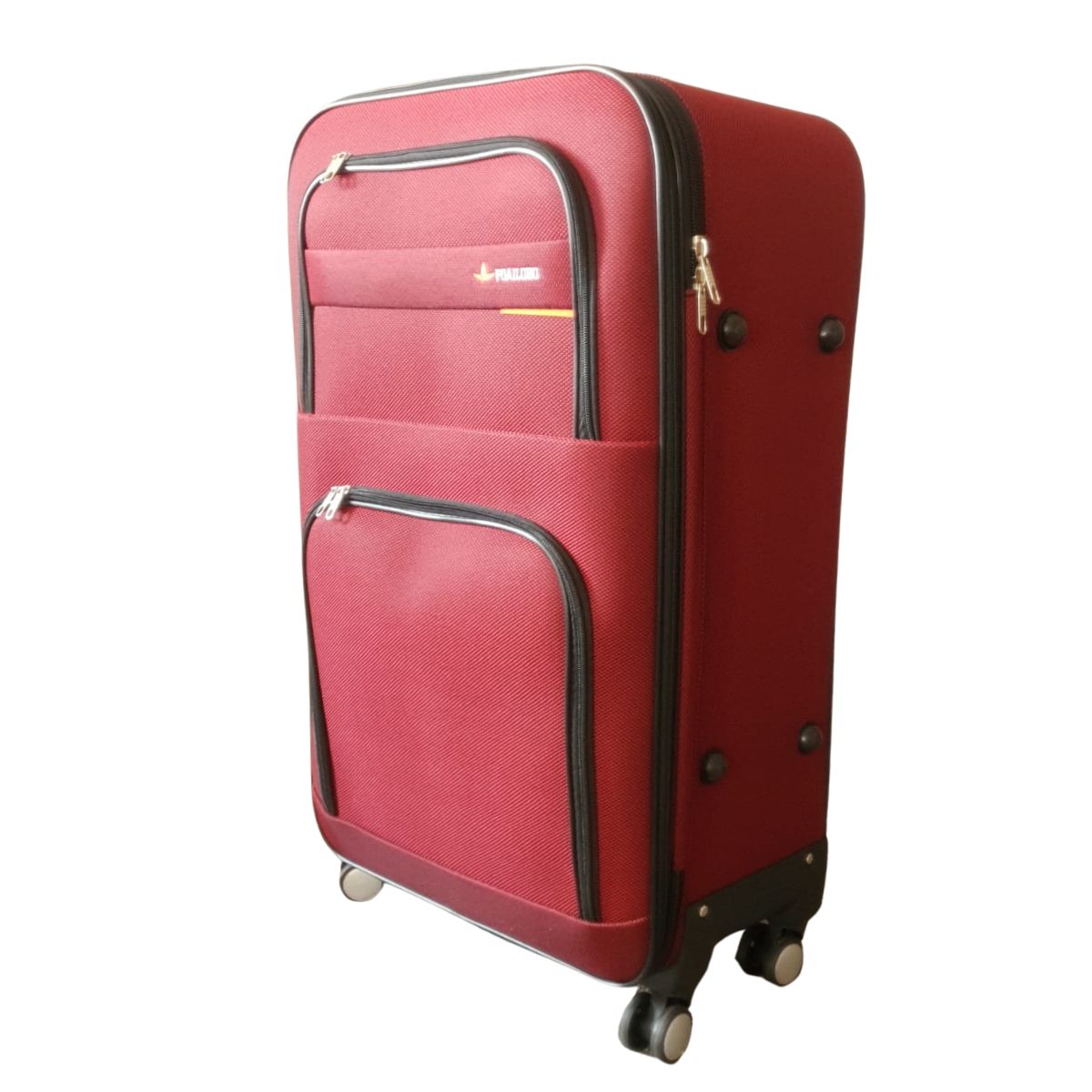 Troler voiaj, Mediu, Naimeed D7175, 4 roti duble 360 grade, material textil, inchidere cifru, Rosu, 41x24x66cm