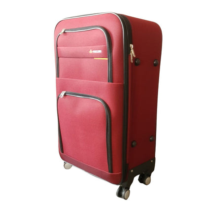 Troler voiaj, Mediu, Naimeed D7175, 4 roti duble 360 grade, material textil, inchidere cifru, Rosu, 41x24x66cm