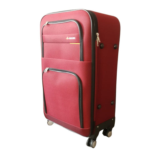 Troler voiaj, Mediu, Naimeed D7175, 4 roti duble 360 grade, material textil, inchidere cifru, Rosu, 41x24x66cm