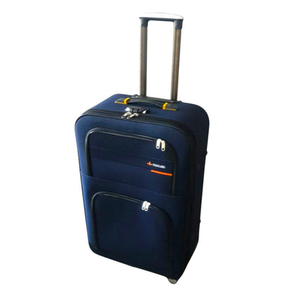 Troler voiaj, Mic, Naimeed D7176, 4 roti duble 360 grade, material textil, inchidere cifru, Albastru, 36x22x55cm