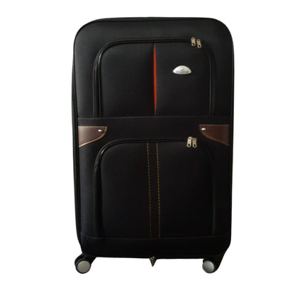 Troler voiaj, Mare, Naimeed D7180, 4 roti duble 360 grade, material textil, inchidere cifru, Negru, 45x28x75cm