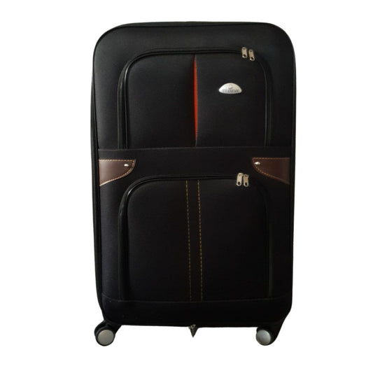 Troler voiaj, Mediu, Naimeed D7180, 4 roti duble 360 grade, material textil, inchidere cifru, Negru, 41x24x66cm